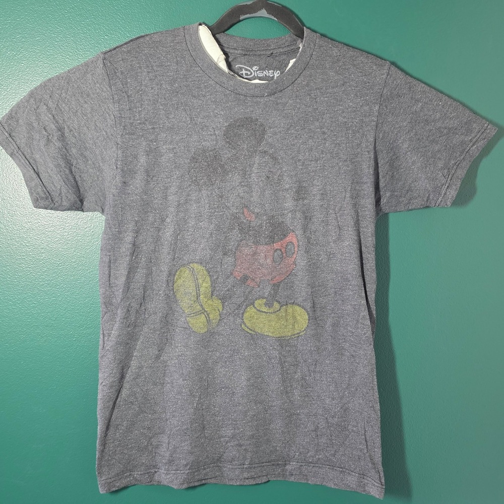 Disney Mickey Mouse Graphic T-Shirt Mens Small Gray Heather Short Sleeve Tee